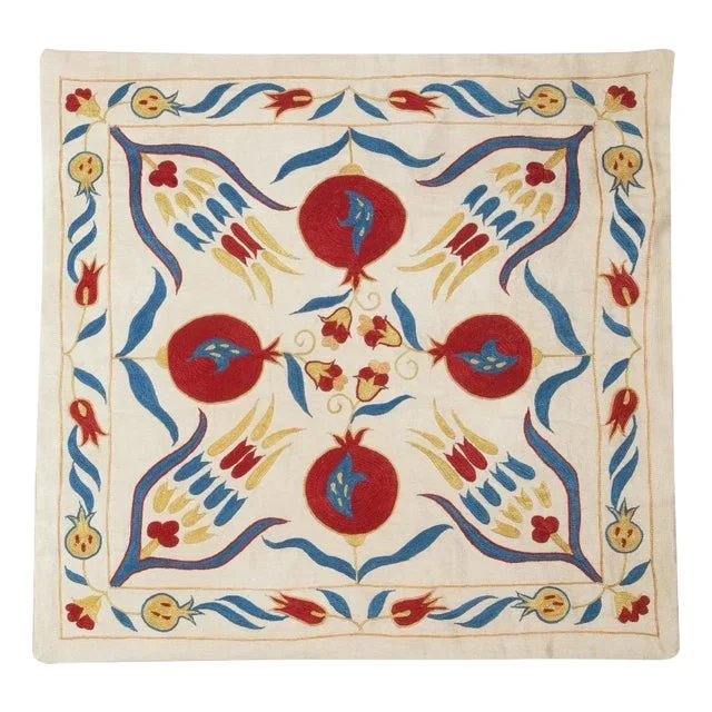 20″x20″ Modern 100% Silk Embroidered Pillow Cover. Handmade Cushion Cover