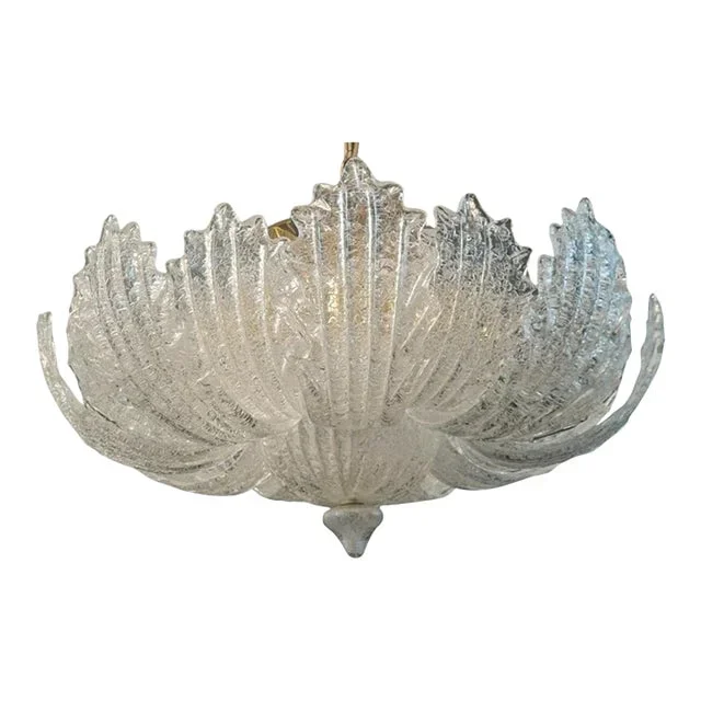 20th Century Clear Graniglia Murano Flush Mount