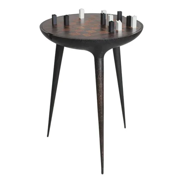 21st Century Trojan Chess Table & Set in Black