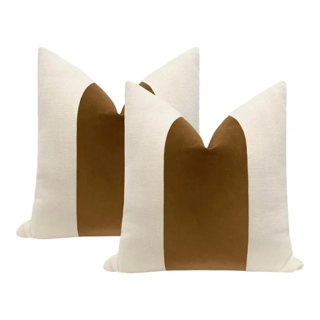 22″ Marrakesh Designer Velvet Panel + Linen Pillows – A Pair