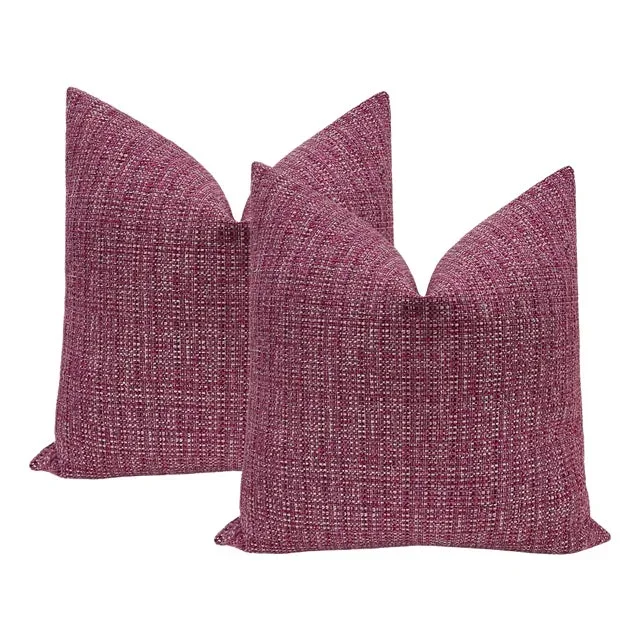 22″ Orchid Hepburn Tweed Pillows – a Pair