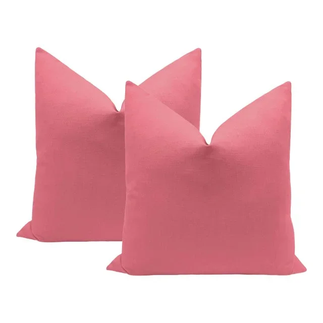 22″ Rose Pink Classic Linen Pillows – A Pair