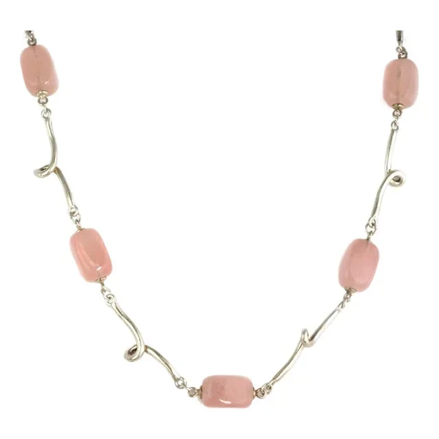25170 – Tiffany & Co. Pink Quartz Sterling Silver Bead Necklace