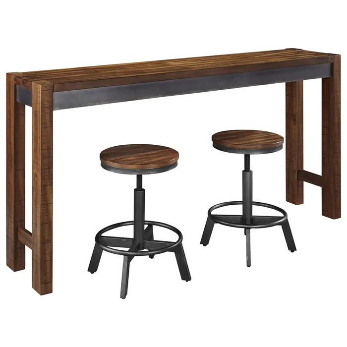 3 Piece Rustic Long Counter Table Set