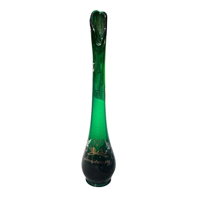 35th Wedding Anniversary Green Collectible Vase, 1970s