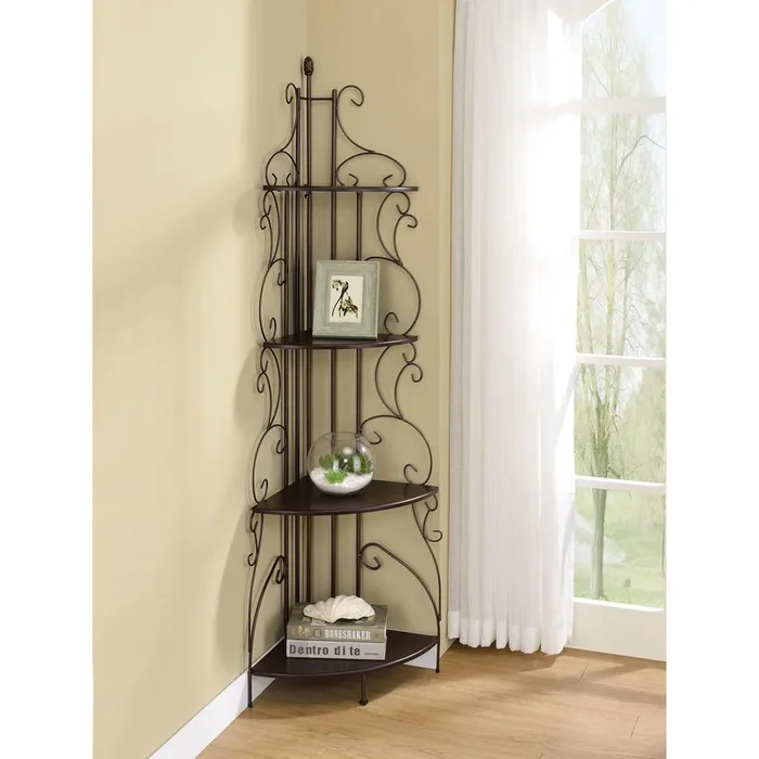 4-shelf Corner Bookcase – Brown
