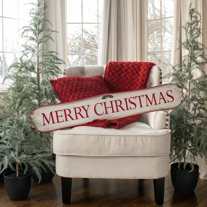 40″ RED & WHITE MERRY CHRISTMAS PLAQUE