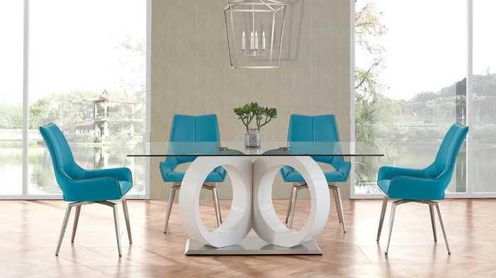 5 Piece Dining Room Set (D9002DT+D4878DC-TURQ)