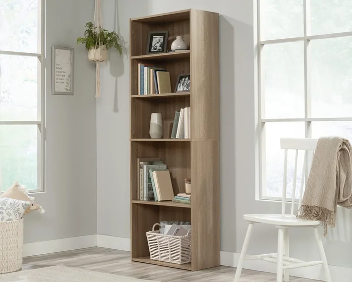 5-Shelf Bookcase in Summer Oak – Adjustable Shelves for Books, Décor & Storage, Versatile Design for Any Room