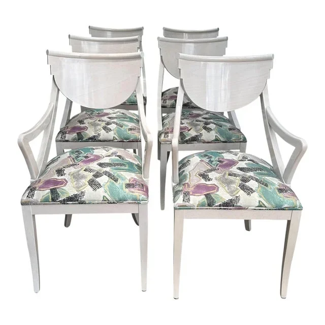 6 Lacquered Wood Hollywood Regency Dining Room Chairs by Pietro Costantini
