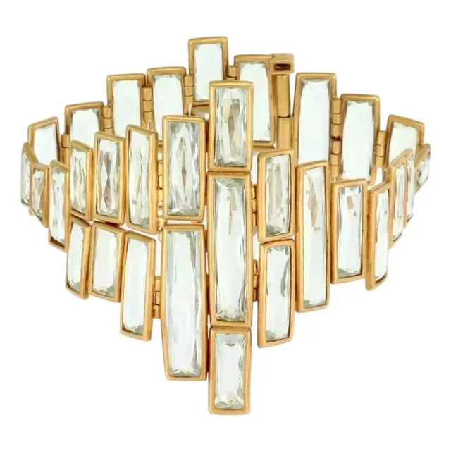 67426 H.Stern Aquamarine 18k Yellow Gold Asymmetrical Rectangle Link Bracelet