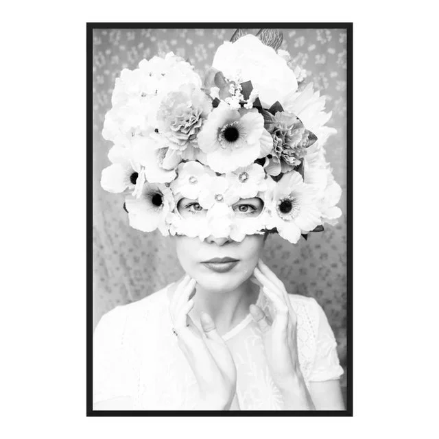 ‘Masquerade’ Black and White Contemporary Botanical Portrait Photograph, 21 X 31″ Framed (Black) Fine Art Photography Print