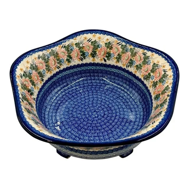 ‘Polish Pottery’ Unikat “Whisper of Love” Grand Footed Ovenproof Tabletop Hot or Cold Food Server
