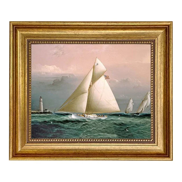 “Chiquita Racing Off Boston Lighthouse” Contemporary Reproduction Print on Canvas, Framed