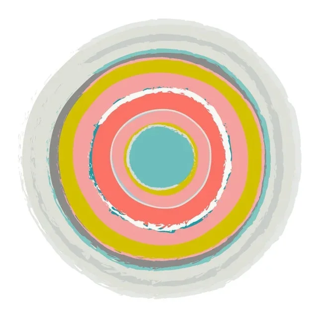 “Circles in Yellow and Pink” Contemporary Fine Art Print by Melinda Cox 24″ X 24″