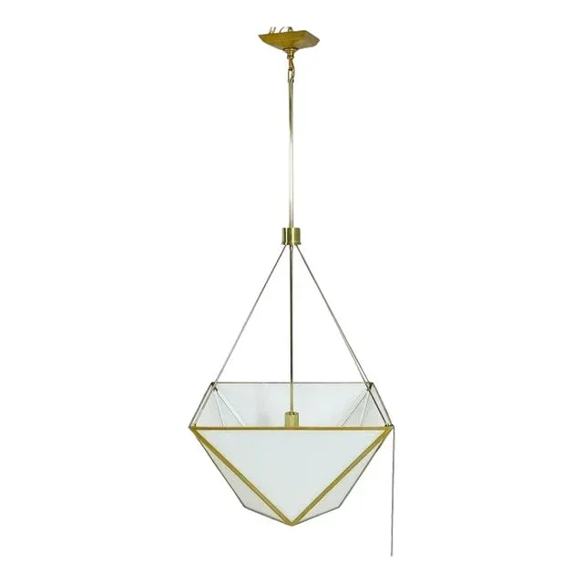 “Lorino” Chandelier in Brass & White Glass by Julie Neill for Visual Comfort