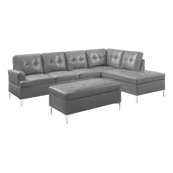 8378GRY*3 – (3)3-Piece Sectional with Right Chaise and Ottoman