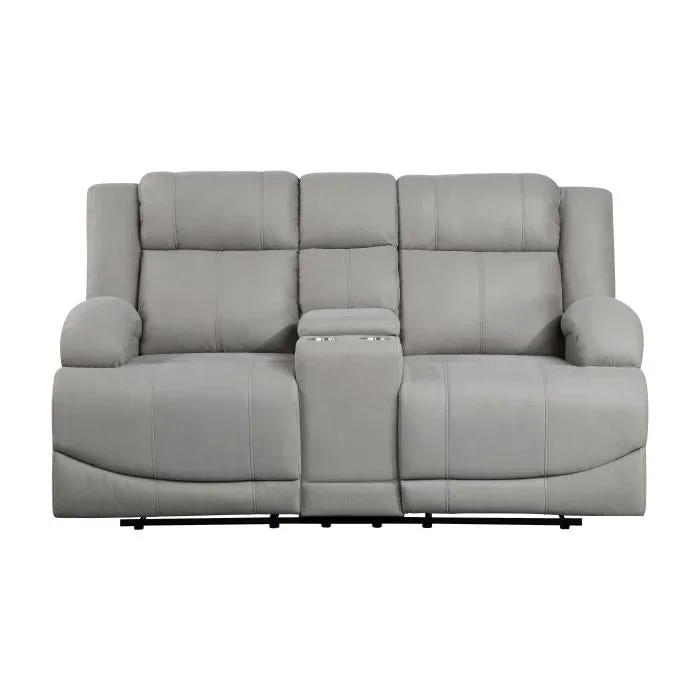 9207GRY-2 – Double Reclining Love Seat with Center Console