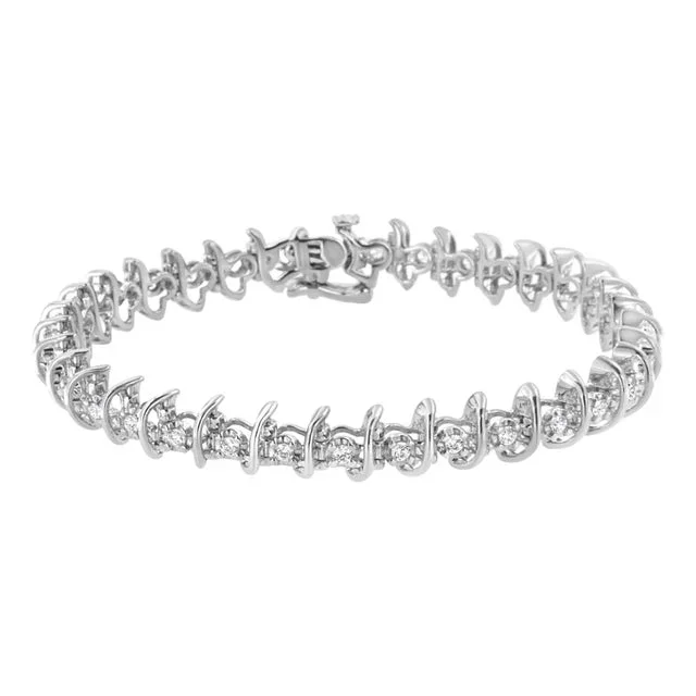 .925 Sterling Silver 1 cttw Prong-Set Diamond Link Bracelet (I-J, I1-I2) – 7.25″
