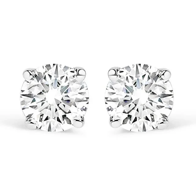 .925 Sterling Silver Silver 3/8 Cttw Round Lab Grown Diamond Classic 4-Prong Solitaire Stud Earrings (F-G Color, VS1-VS2 Clarity)