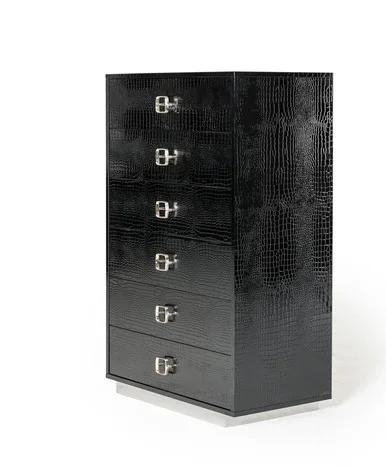 A&X Victoria Modern Black Crocodile Chest / VGUNAW552-80-BLK