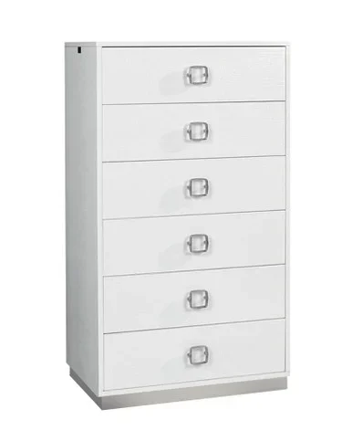 A&X Victoria Modern White Crocodile Lacquer 6-Drawer Chest / VGUNAW552-80