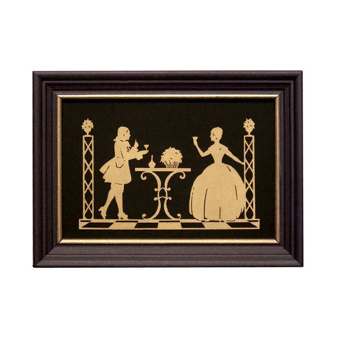 A Glass of Wine Scherenschnitte Framed Paper Cutting