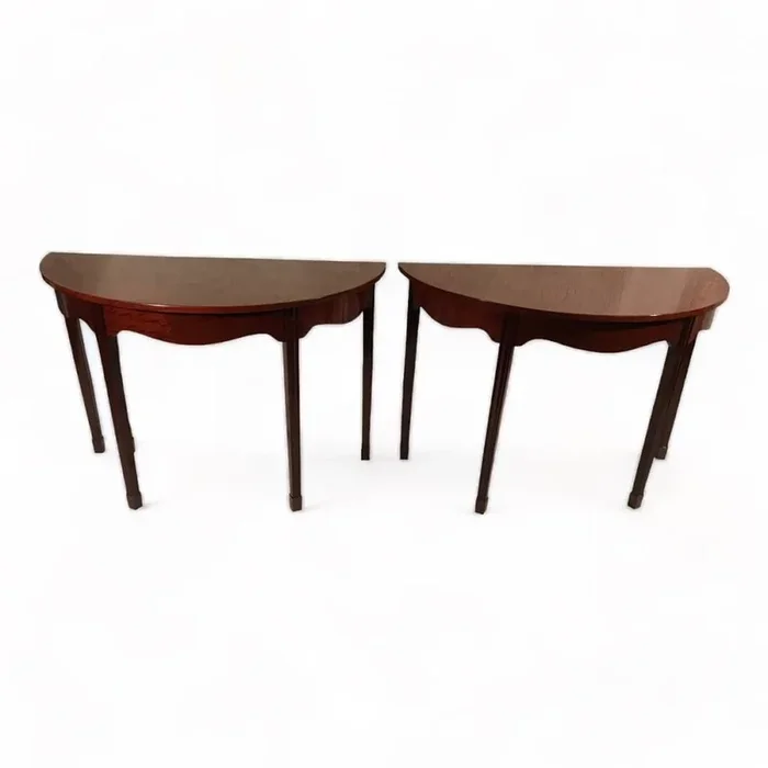 A Pair of Demi Lune Console Tables convertible, 1820