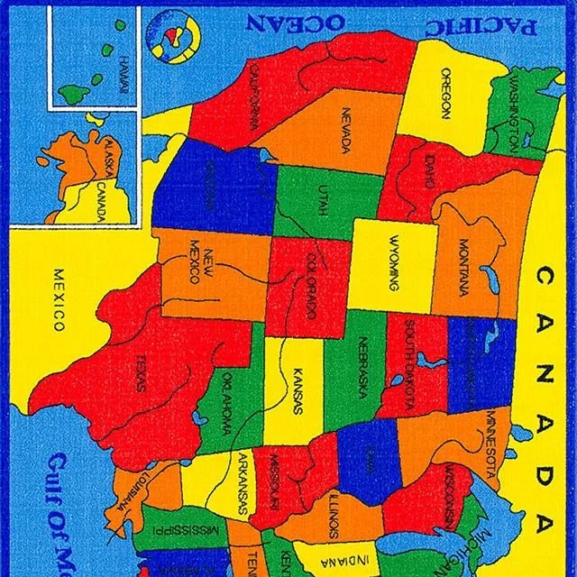 ABBEY Us Map 5′ X 8′ Area Rug