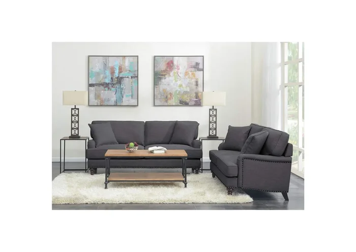 Abby Loveseat With Pillows In Heirloom Charcoal