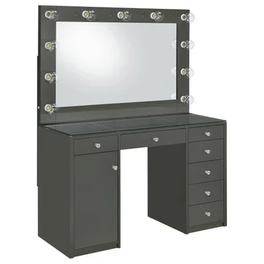 Acena 7-drawer Vanity Set with Lighting Grey High Gloss / CS-931145