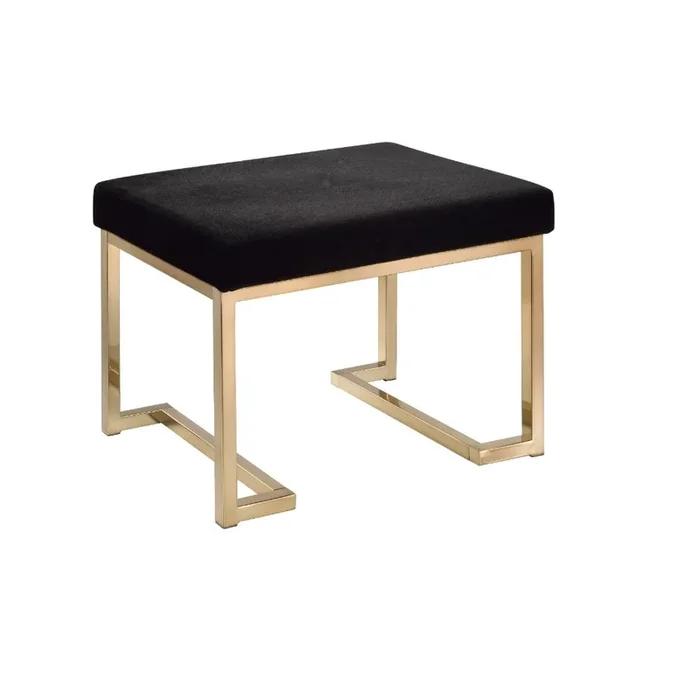 ACME Boice Black Fabric & Champagne Ottoman Model 96597