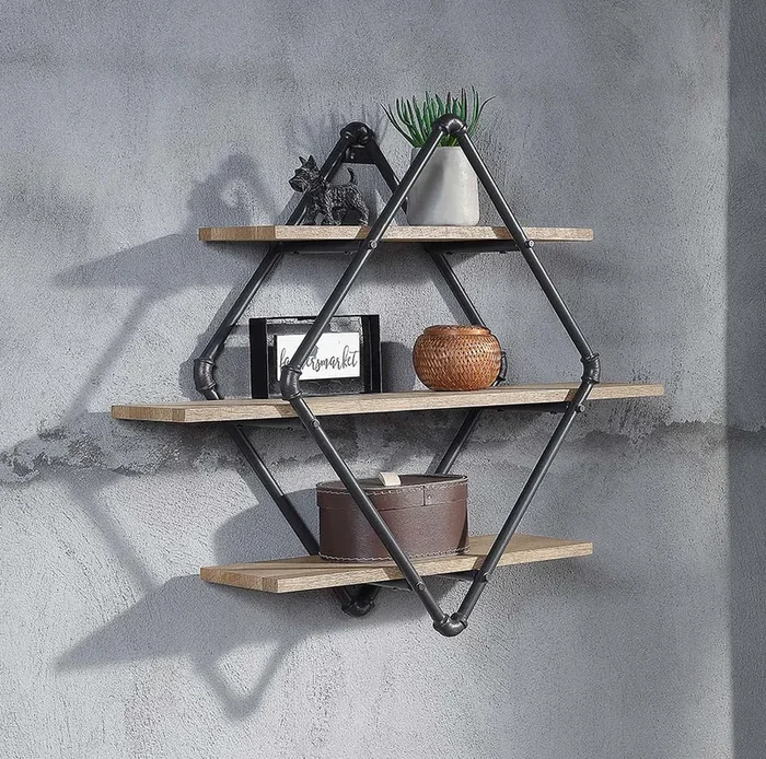 ACME Brantley Oak & Sandy Black Finish Wall Shelf Model AC00739