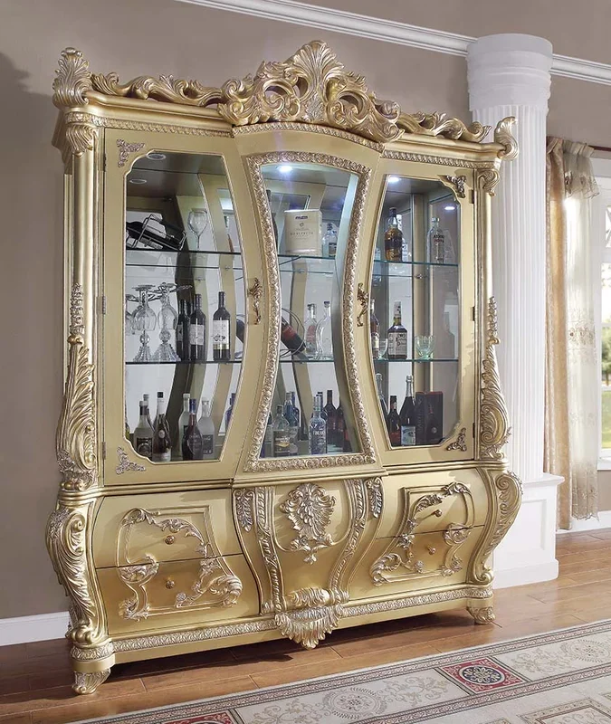 ACME Cabriole Gold Finish Cabriole Curio Model DN01485