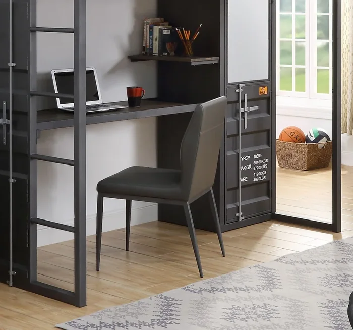 ACME Cargo Gray PU & Gunmetal Finish Chair Model 37959