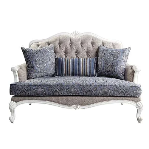 ACME Ciddrenar Fabric & White Finish Loveseat Model 54311