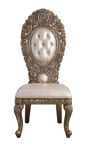 ACME Constantine PU, Brown & Gold Finish Side Chair Model DN00478
