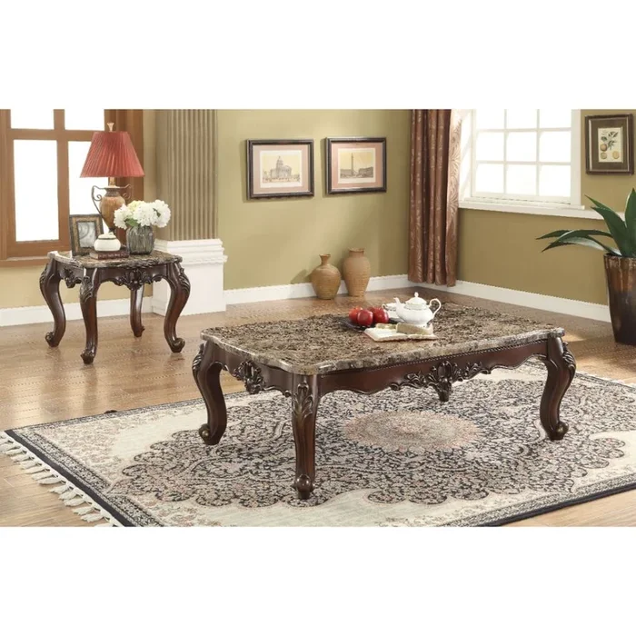 ACME Devayne Marble & Dark Walnut Coffee Table Model 81685