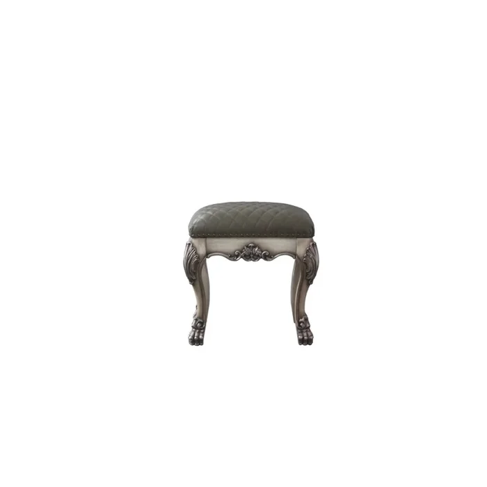 ACME Dresden Vintage Bone White & PU Vanity Stool Model 28195