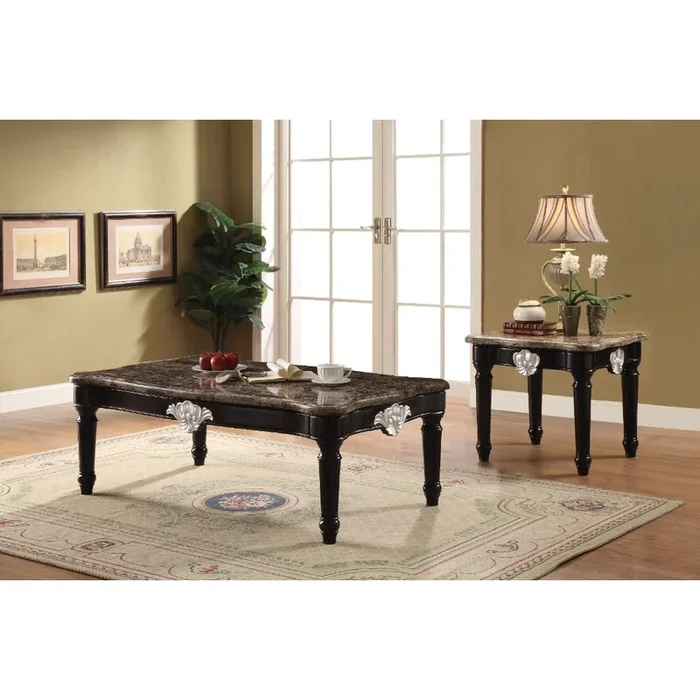 ACME Ernestine Marble & Black Coffee Table Model 82150