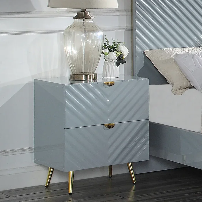ACME Gaines Gray High Gloss Finish Nightstand Model BD01041