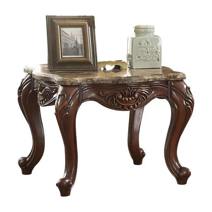 ACME Jardena Marble & Cherry Oak End Table Model 81657