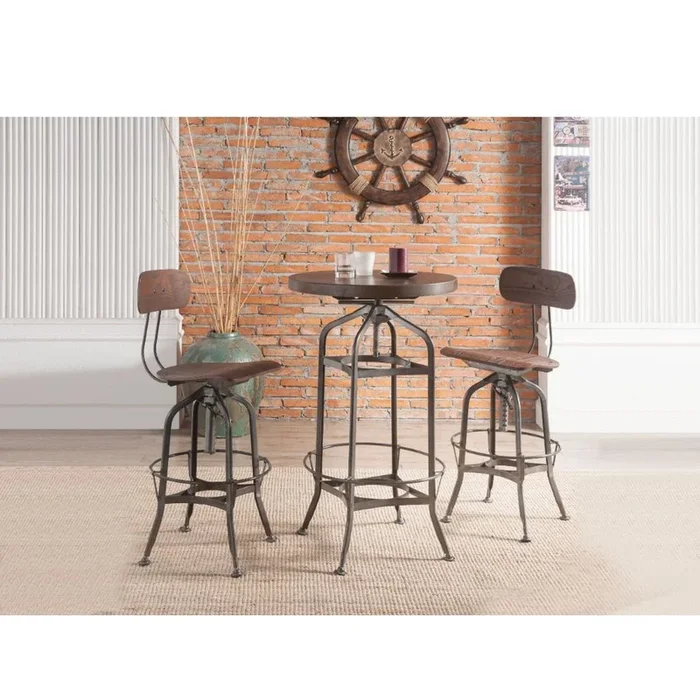 ACME Kaeso Walnut & Gunmetal Bar Table Model 72380