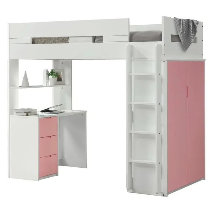 ACME Nerice White & Pink Loft Bed Model 38040