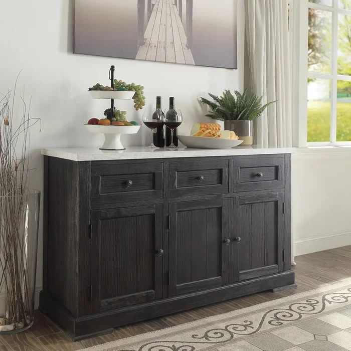 Acme Nolan Server in White Marble/Weathered Black 72847