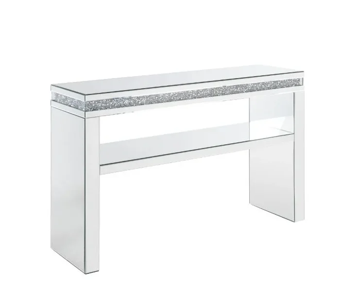 ACME Noralie Mirrored & Faux Diamonds Accent Table Model 90675
