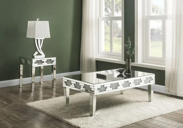ACME Noralie Mirrored & Faux Stones Coffee Table Model 88055