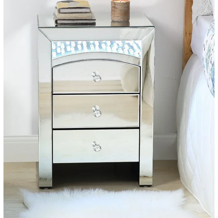 ACME Nysa Mirrored & Faux Crystals Accent Table Model 97655