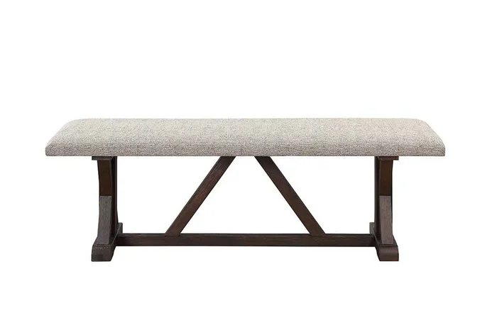 ACME Pascaline Gray Fabric, Rustic Brown & Oak Finish Bench Model DN00704