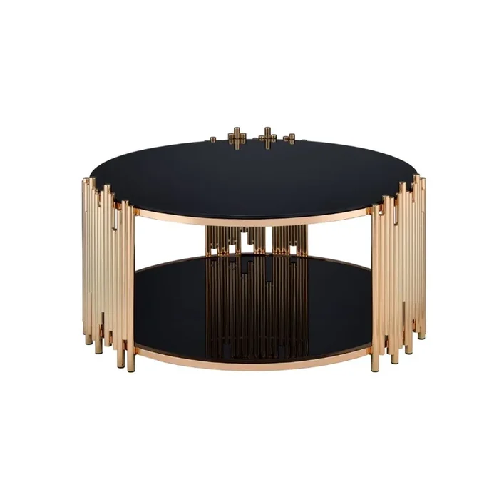 ACME Tanquin Gold & Black Glass Coffee Table Model 84490